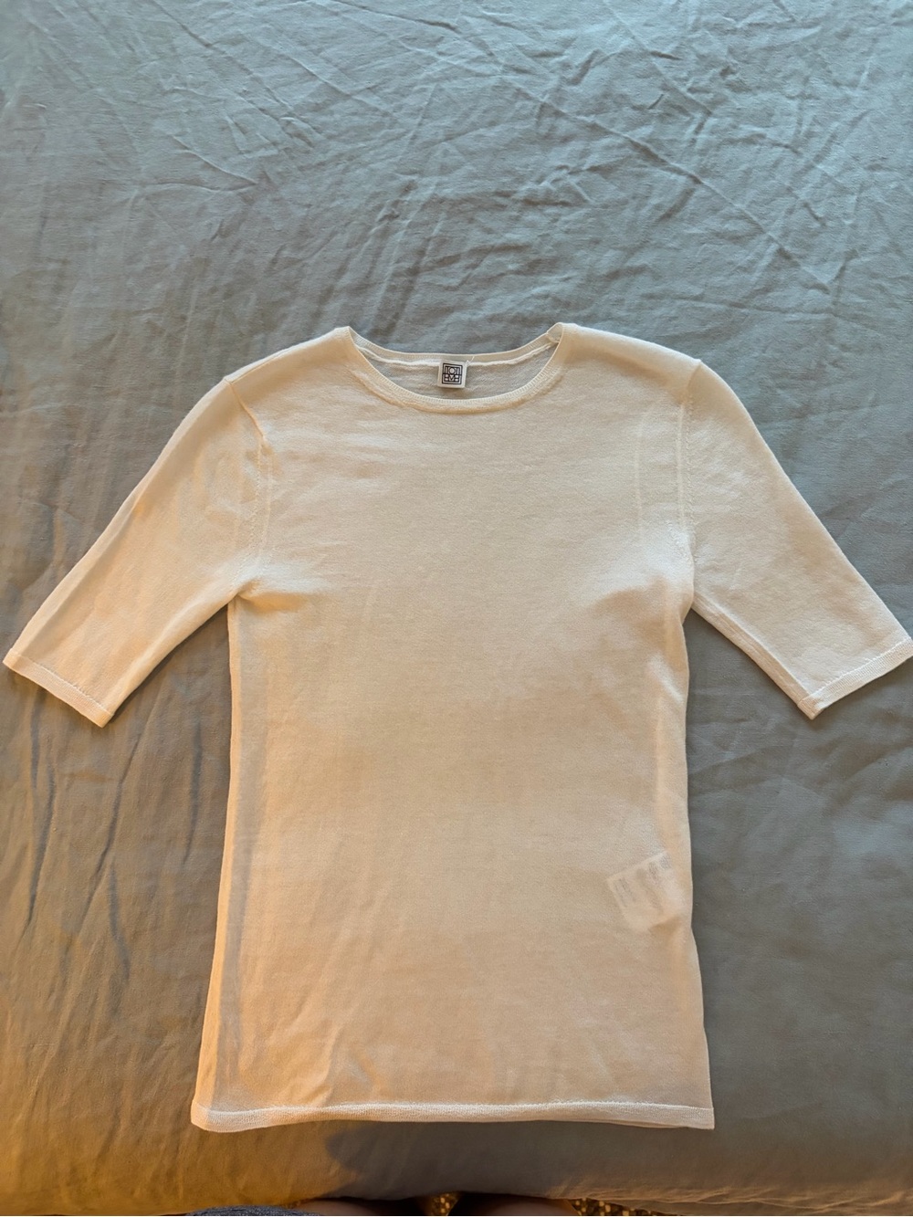 TOTEME Thin Cashmere Tee Ivory 100% Cashmere - Picture 3 of 7